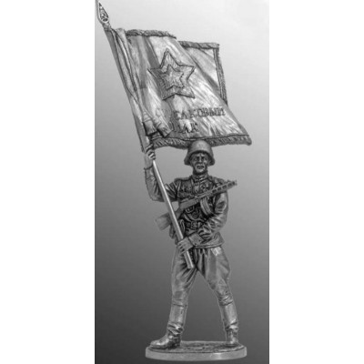 Старшина Красной Армии с полковым знаменем. 1943-45 гг. СССР