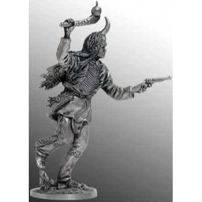 Индеец бегущий с булавой и пистолетом