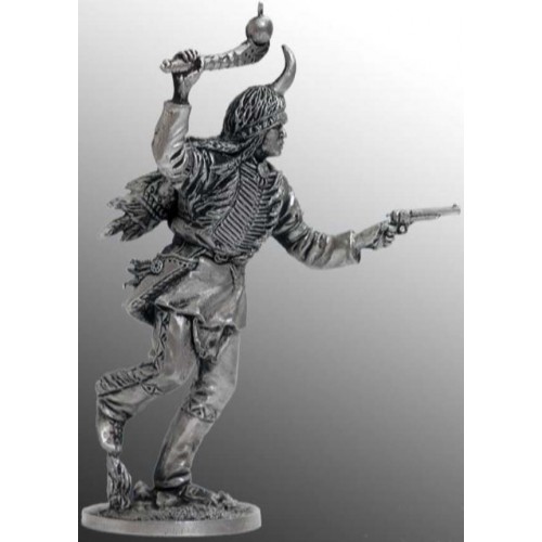 Индеец бегущий с булавой и пистолетом