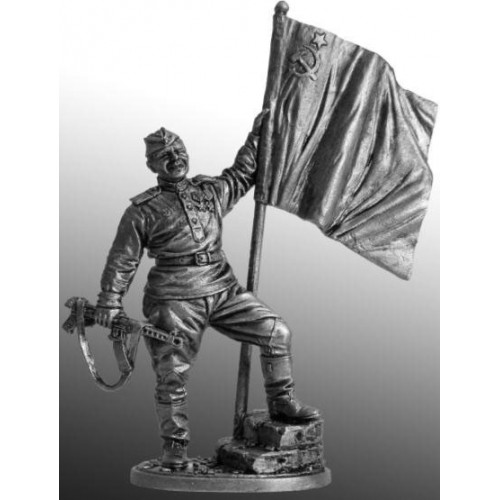 Гв. ефрейтор пехоты Кр. Армии с советским флагом. 1943-45 гг. СССР